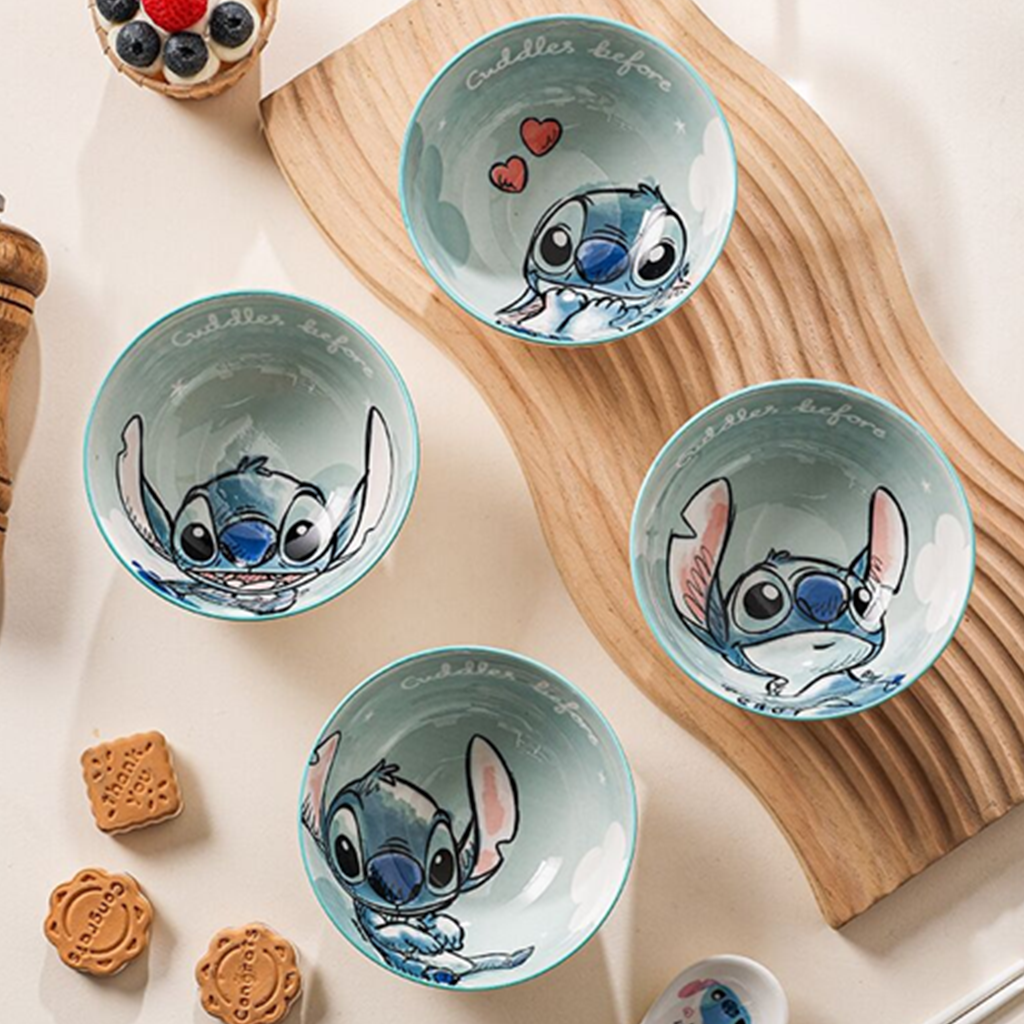 ディズニー スティッチ セラミックライスボウル セット ブルー