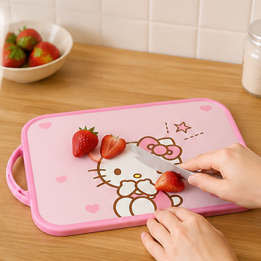 サンリオ ハローキティ 両面カッティングボード ピンク 持ち手付き