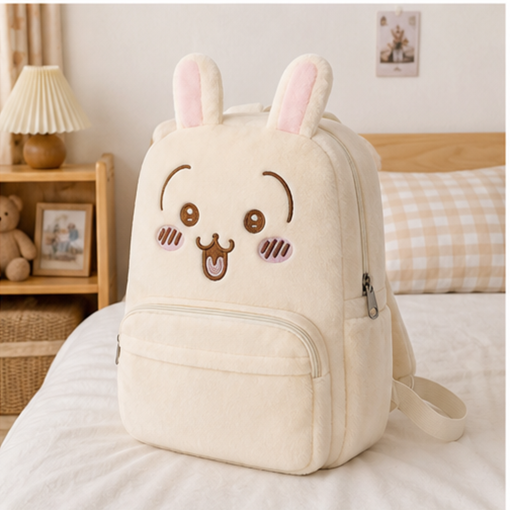 ちいかわ うさぎ 刺繍フェイスもこもこリュック