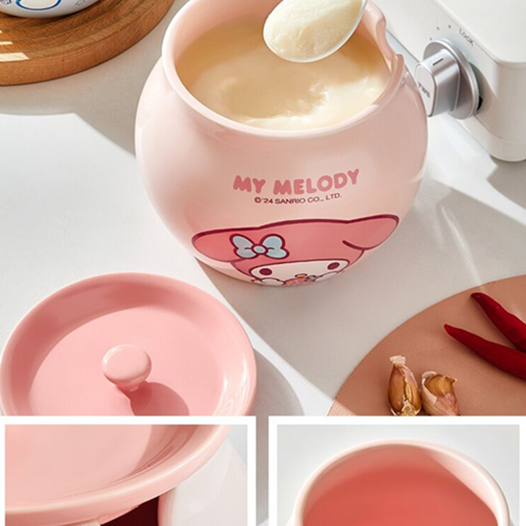 マイメロディ ふた・スプーン付きセラミック調味料ポット 1200ml