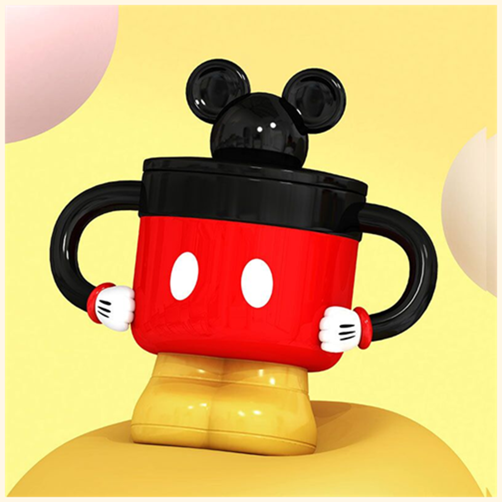 ディズニー ミッキー 立体ポーズ ふた付きセラミックマグ レッド