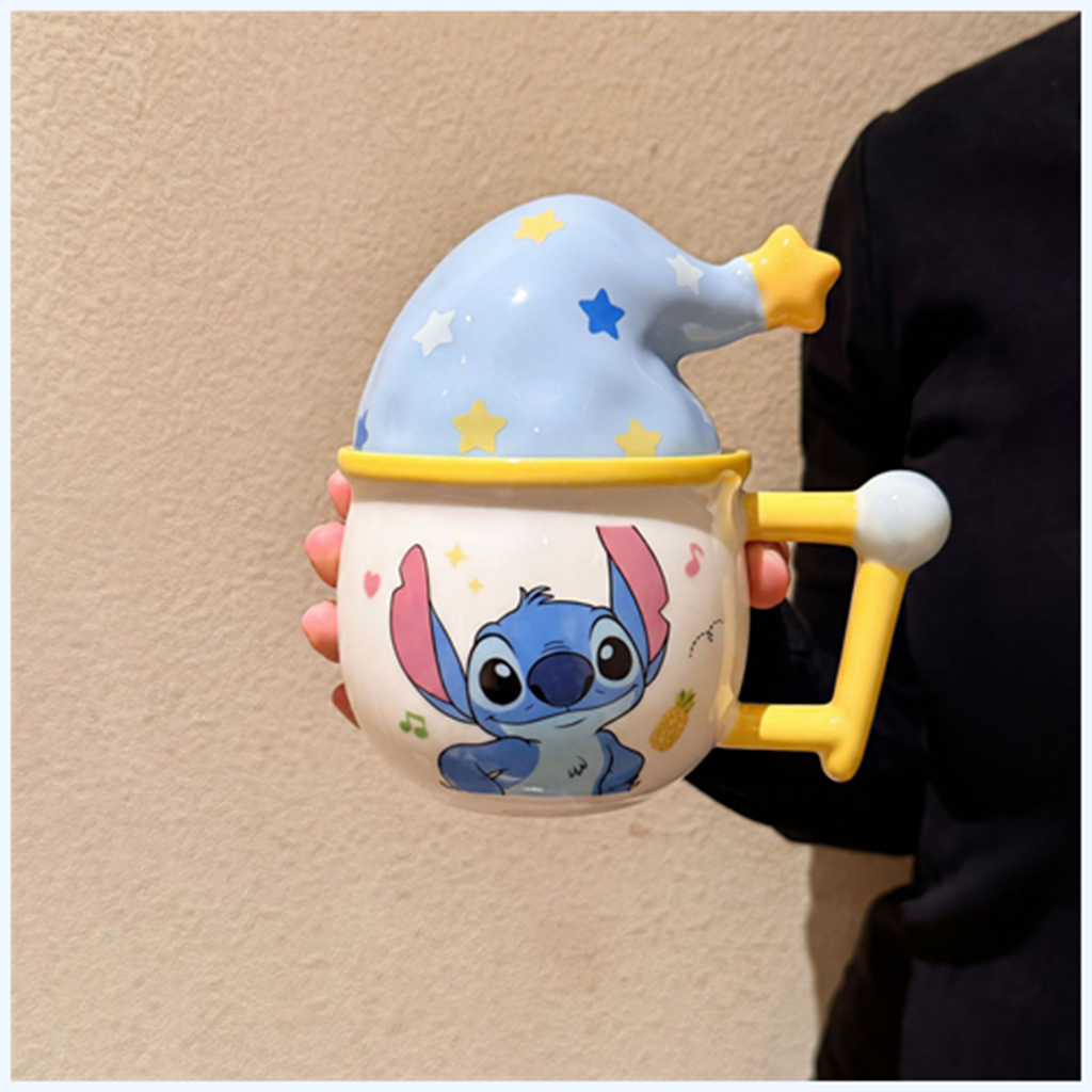 ディズニー スティッチ 魔法帽子 ふた付きセラミックマグ スプーン付き
