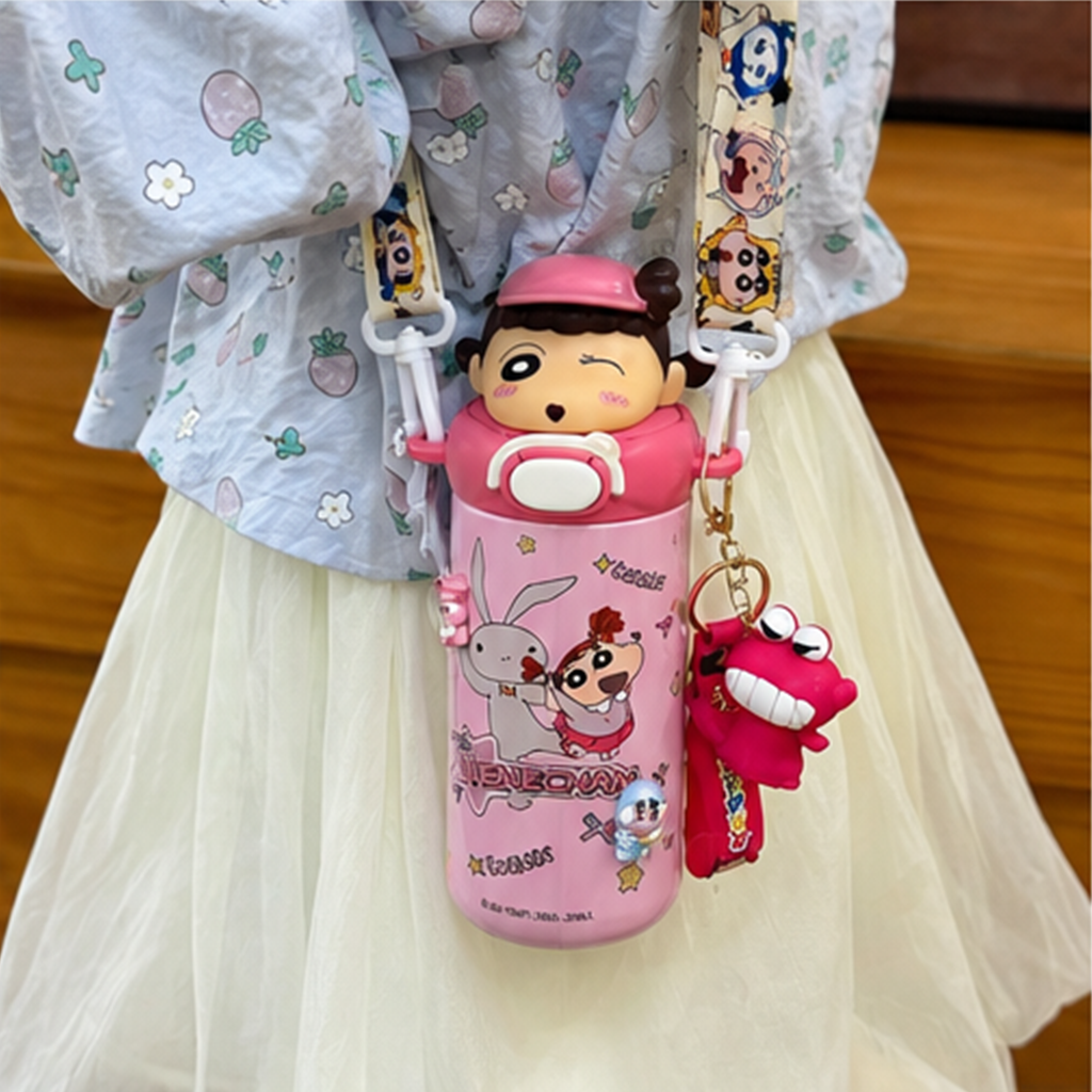 クレヨンしんちゃん ネネちゃん 480ml 316ステンレス 保温ストローボトル ピンク