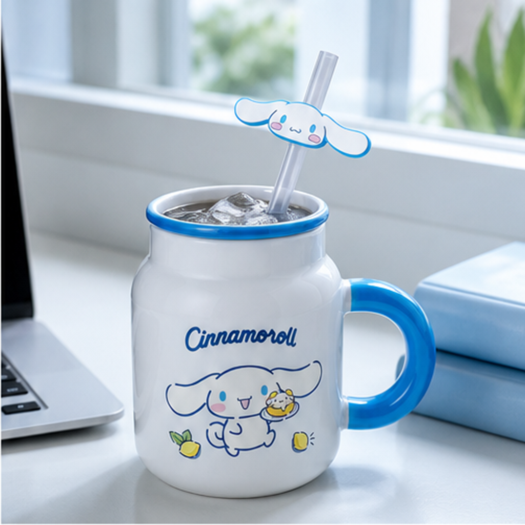 サンリオ シナモロール 400ml ふた付きセラミックストローマグ