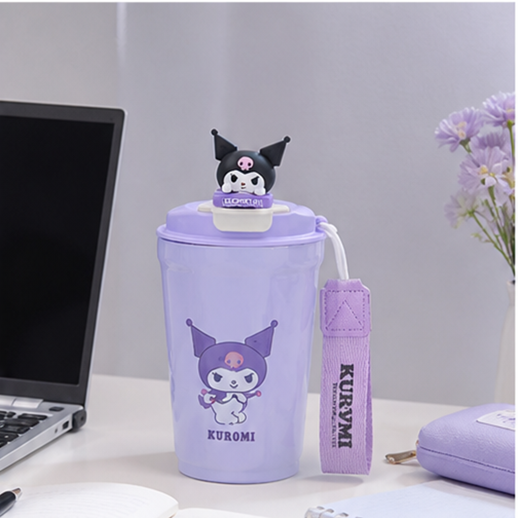 クロミ 480ml 304ステンレス 保温カップ ストラップ付き パープル