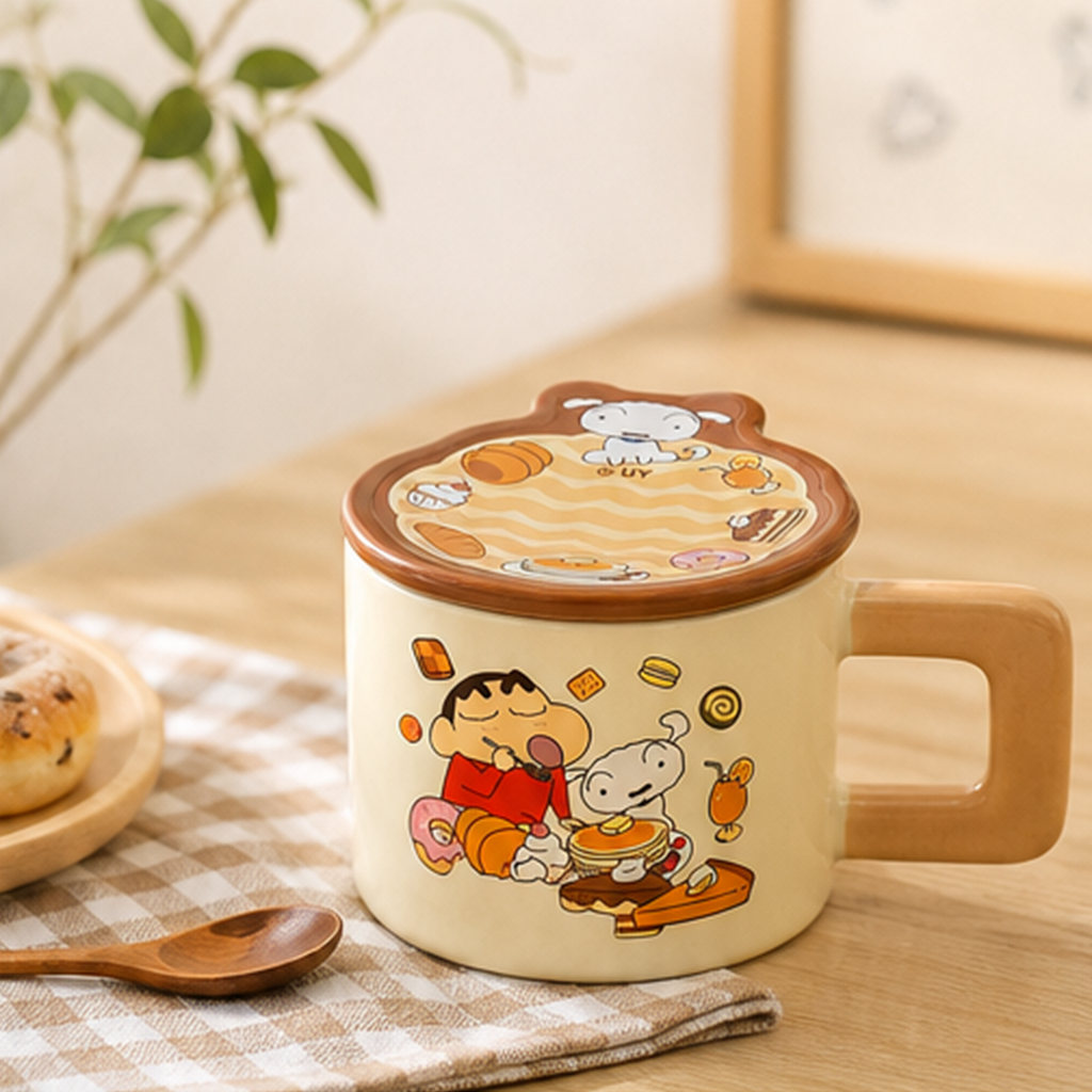 クレヨンしんちゃん ビスケットハウス ふた付きセラミックマグ