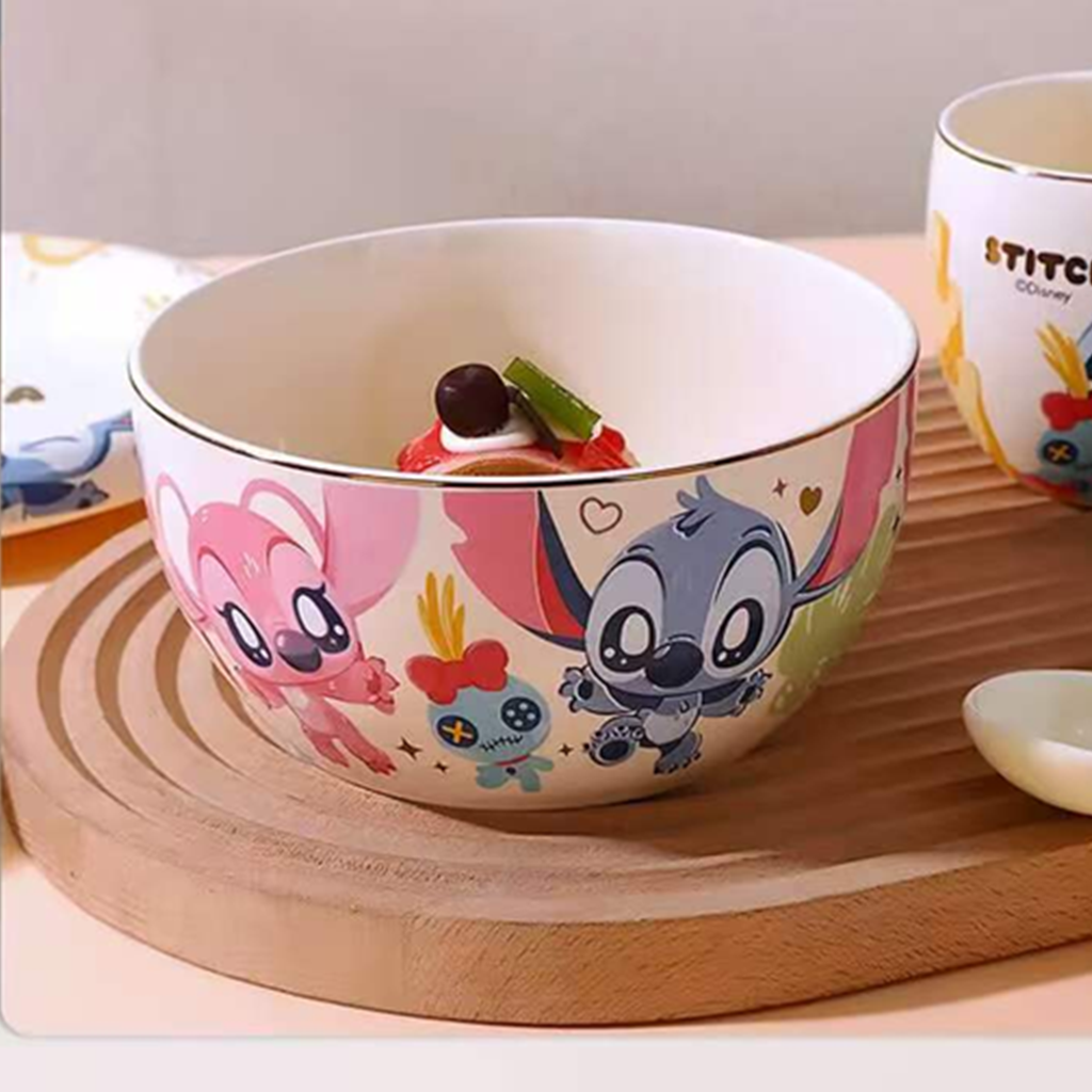 スティッチ＆エンジェル ピンク陶器ボウル