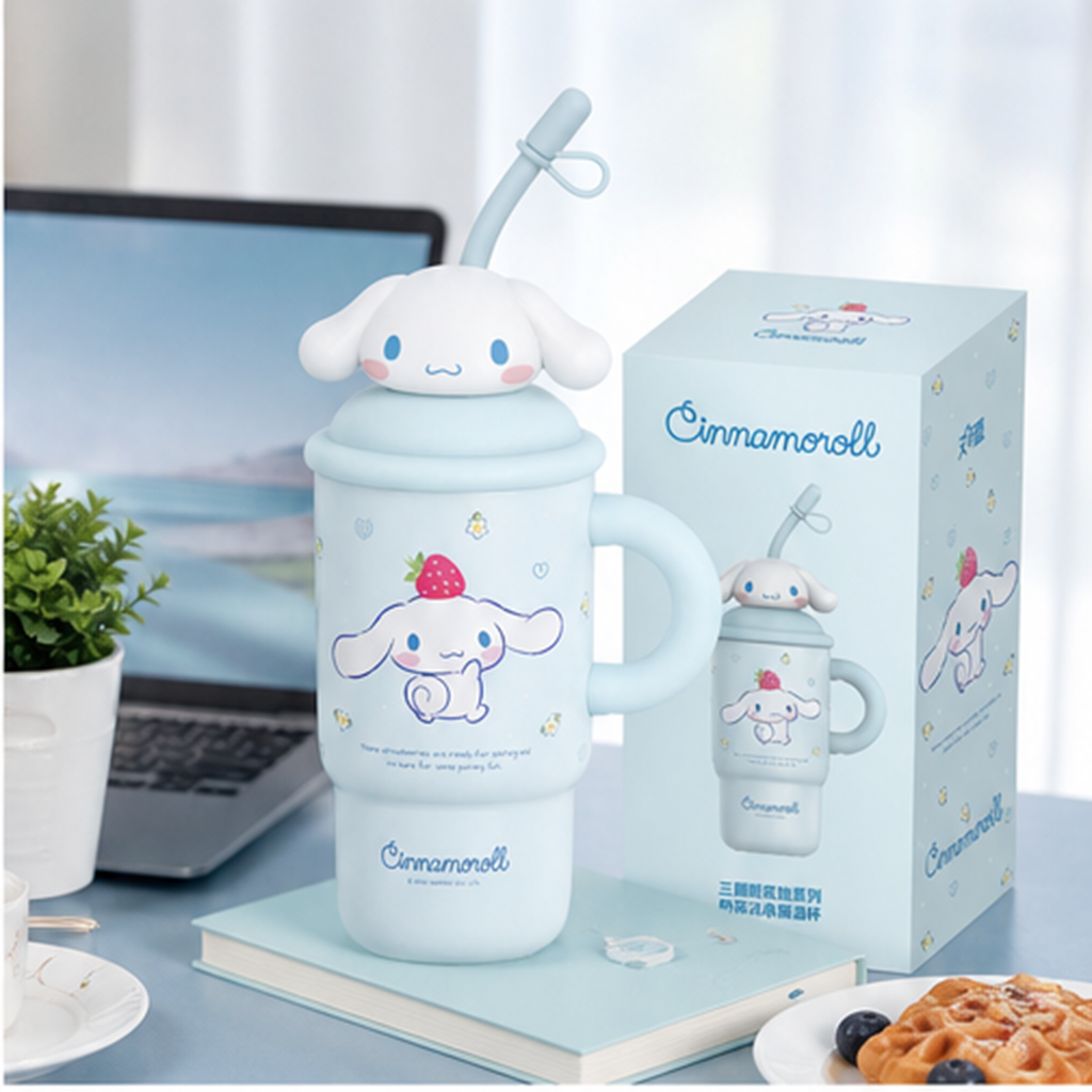 シナモロール 650ml 316ステンレス ストロー付き保温タンブラー ブルー