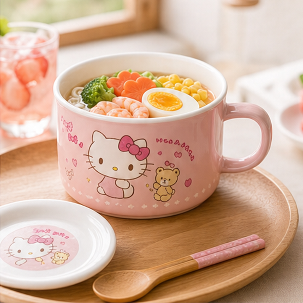 サンリオキャラクター ふた付き陶器ヌードルボウル