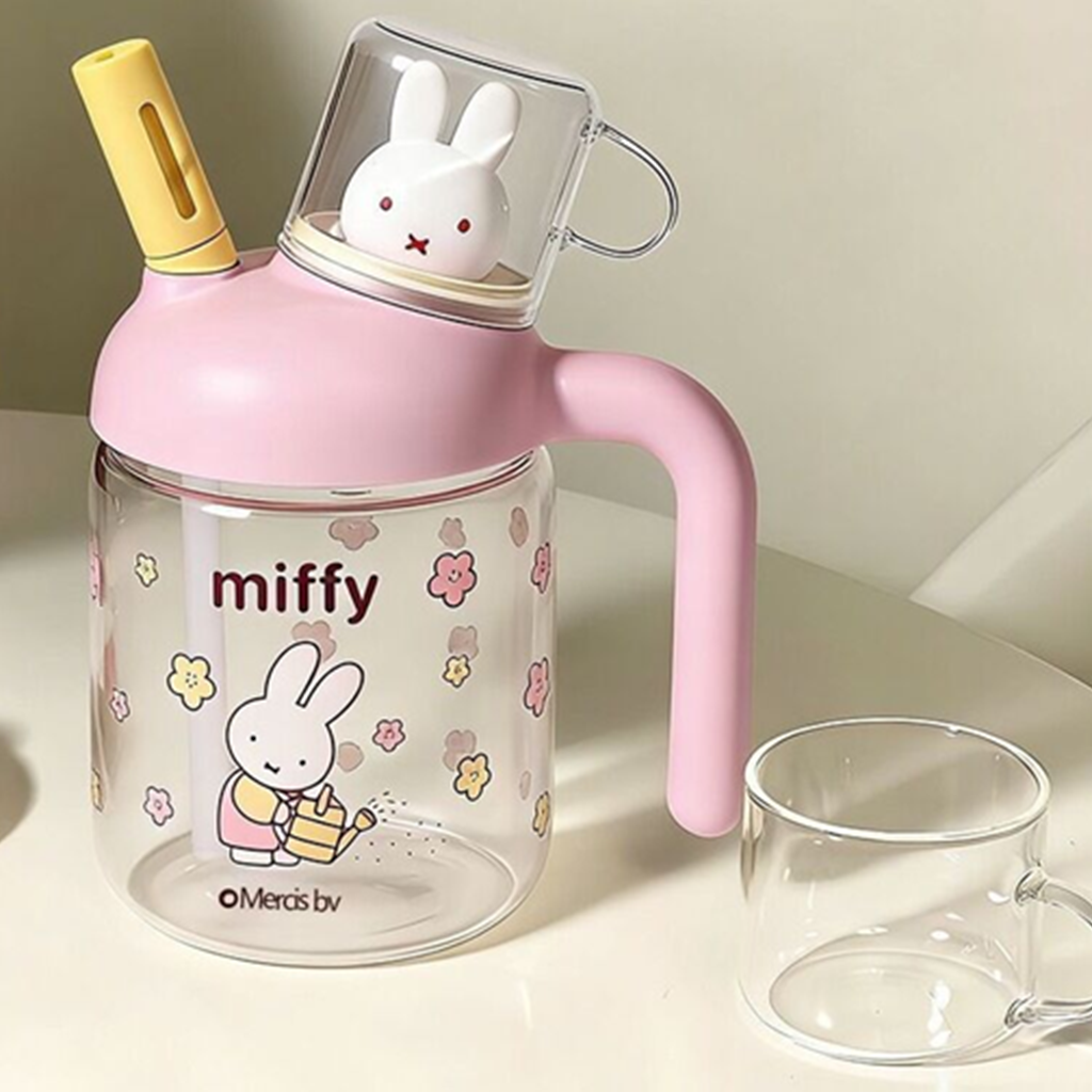 ミッフィー 2WAYガラスストローボトル 750ml ピンク