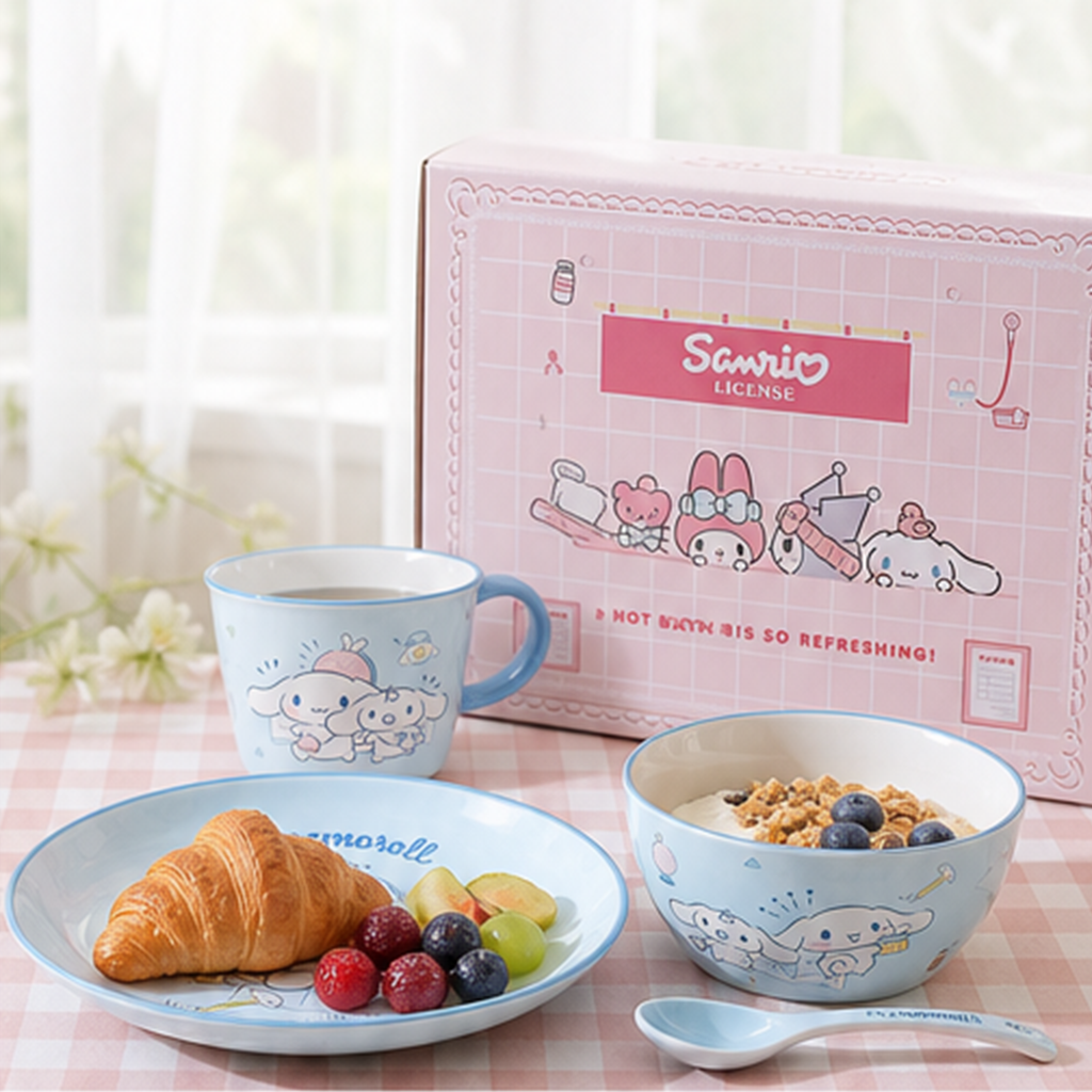 シナモロール セラミック食器 4点ギフトセット ブルー