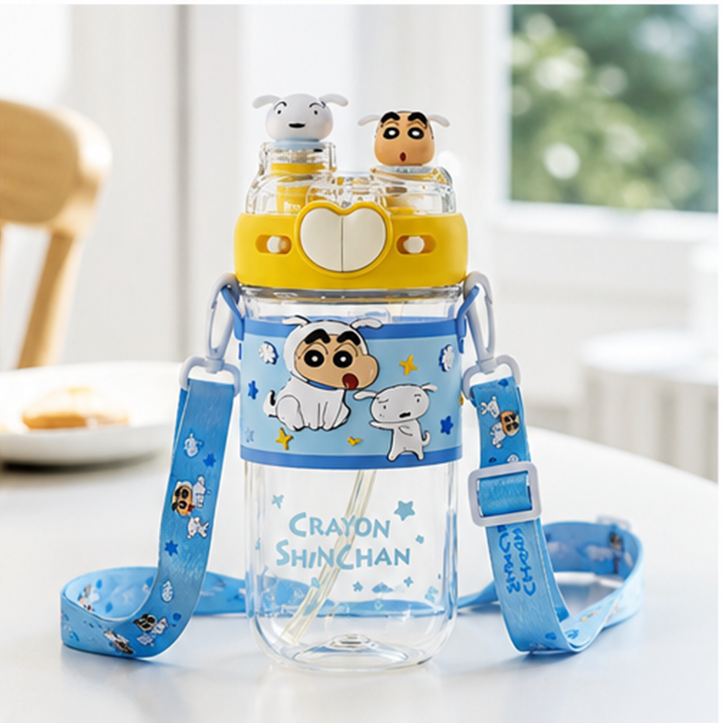 クレヨンしんちゃん シロ 580ml 2WAY Tritanストローボトル ブルー