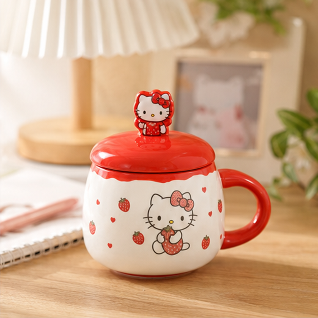 ハローキティ ふた付き陶器マグ 400ml