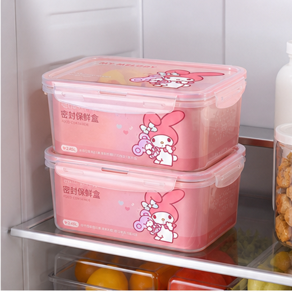 マイメロディ 2.45L 密封フードコンテナ 2個セット ピンク