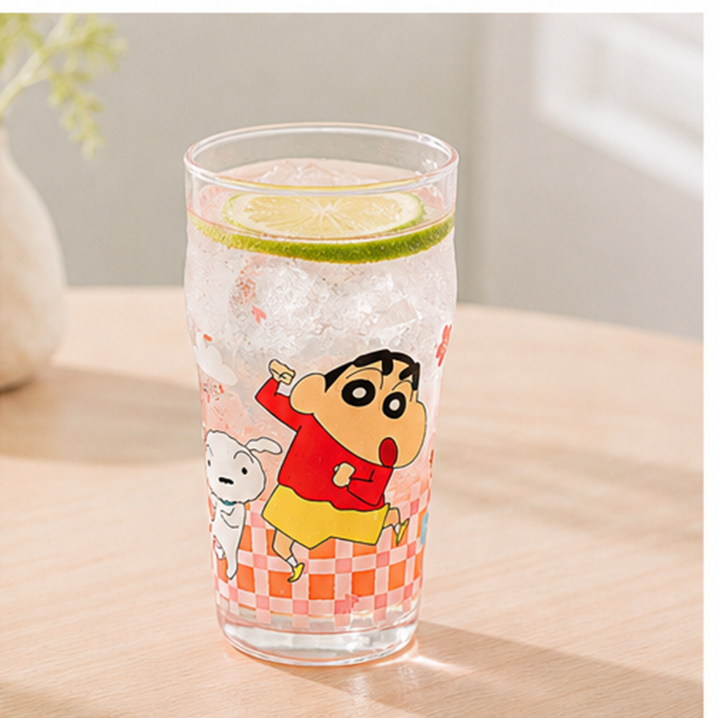 クレヨンしんちゃん 500ml ガラスタンブラー ピンク