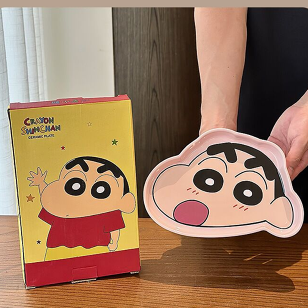 クレヨンしんちゃん フェイス型 セラミックプレート 約22cm ピンク
