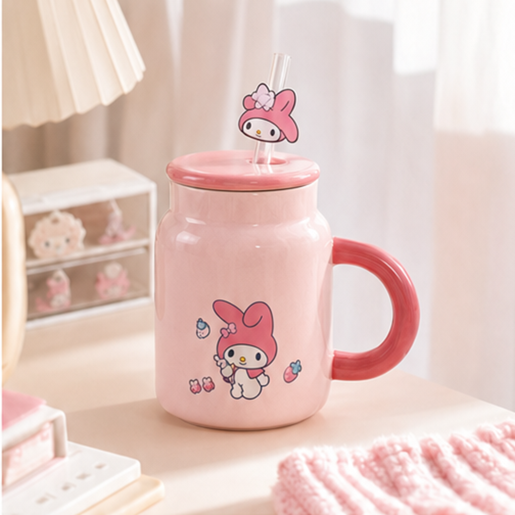 マイメロディ ストロー付き陶器マグ 400ml