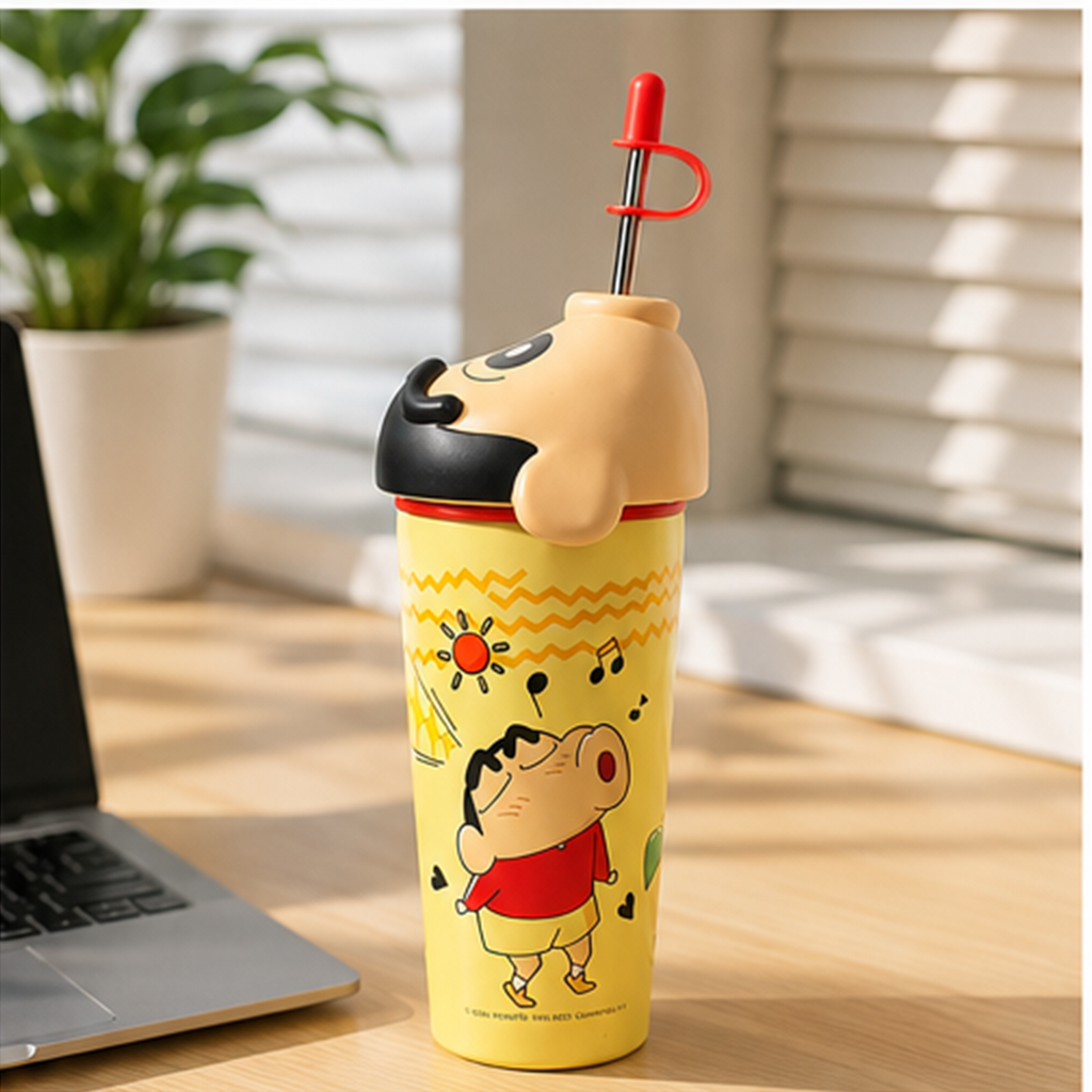 クレヨンしんちゃん 635ml 立体ふた付き 316ステンレス ストローボトル