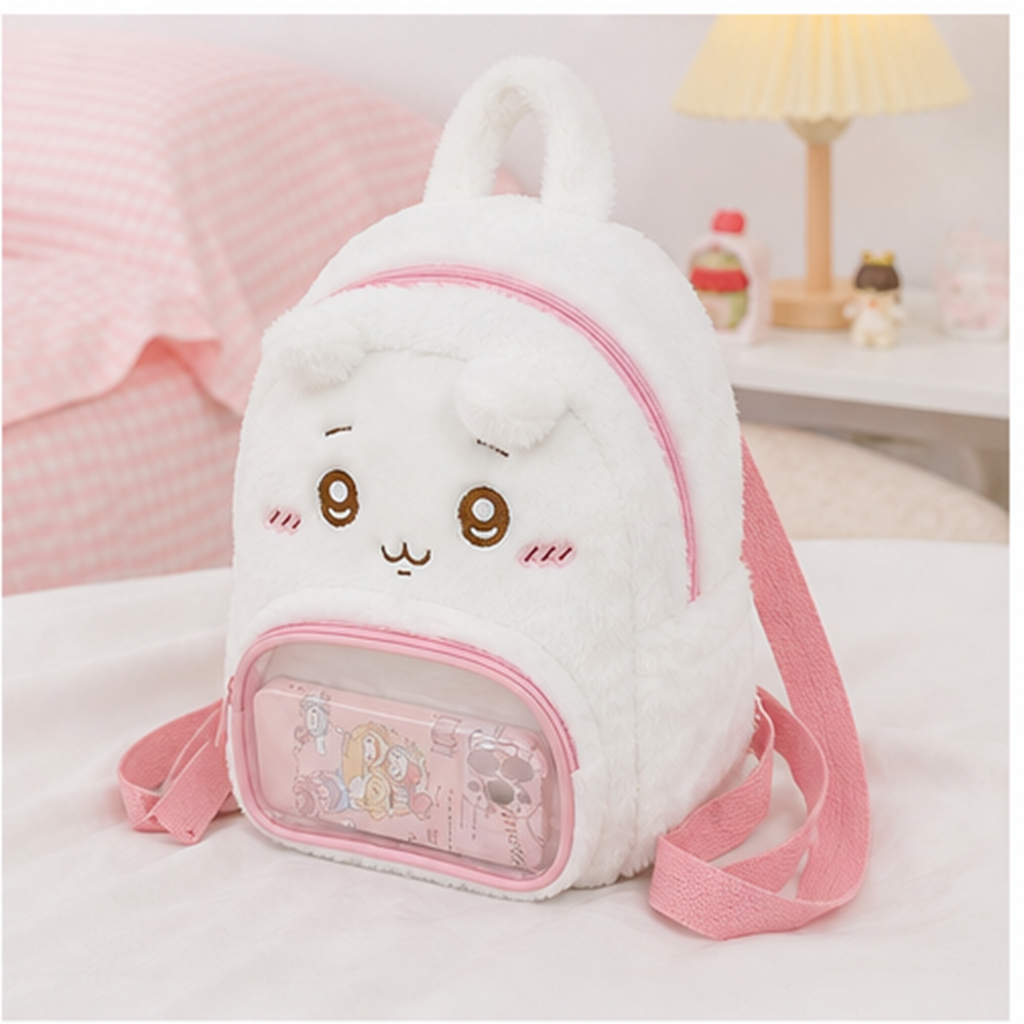ちいかわ もこもこフェイスリュック ピンク
