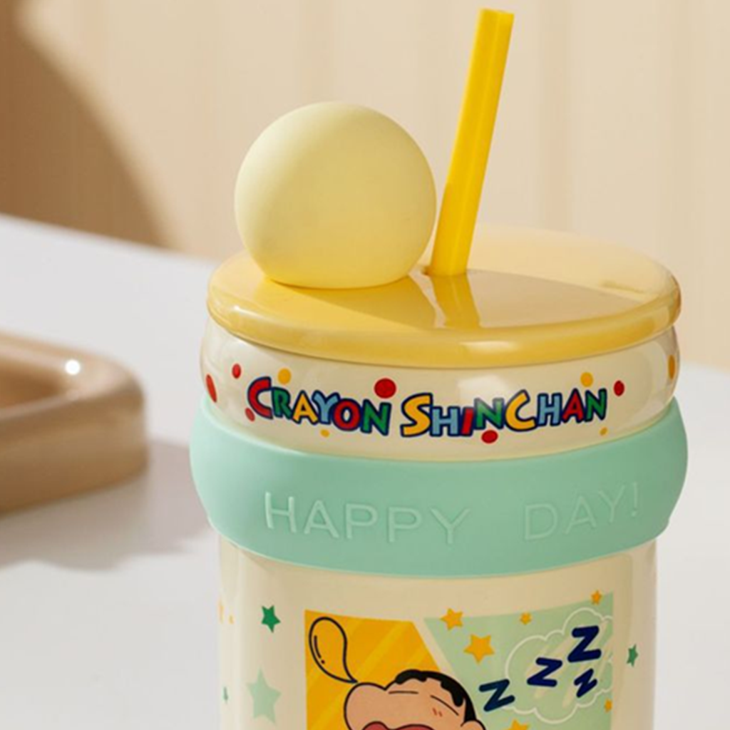 クレヨンしんちゃん ふた付き陶器ストローマグ 450ml ミント