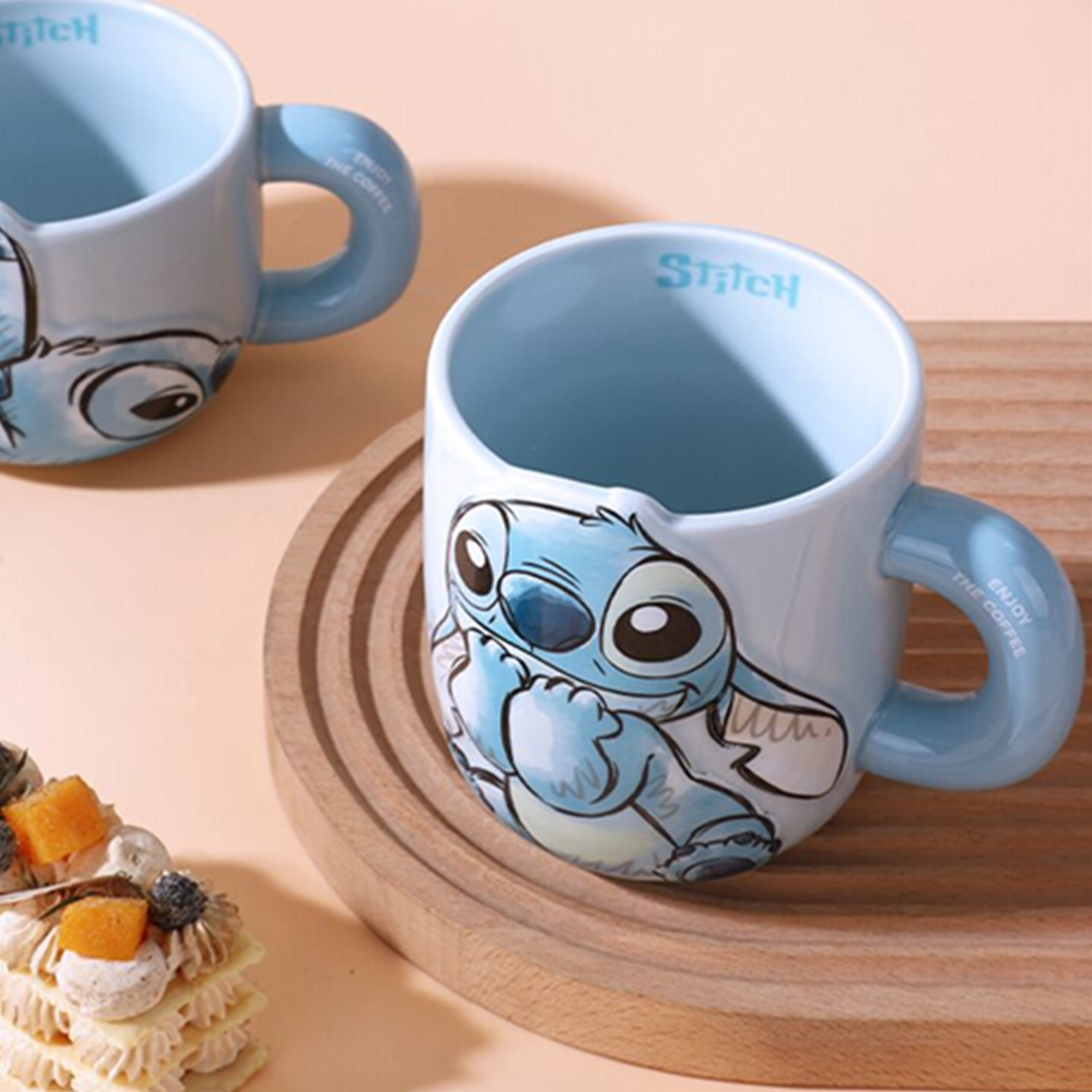 ディズニー スティッチ 650ml 立体レリーフ セラミックマグ ブルー