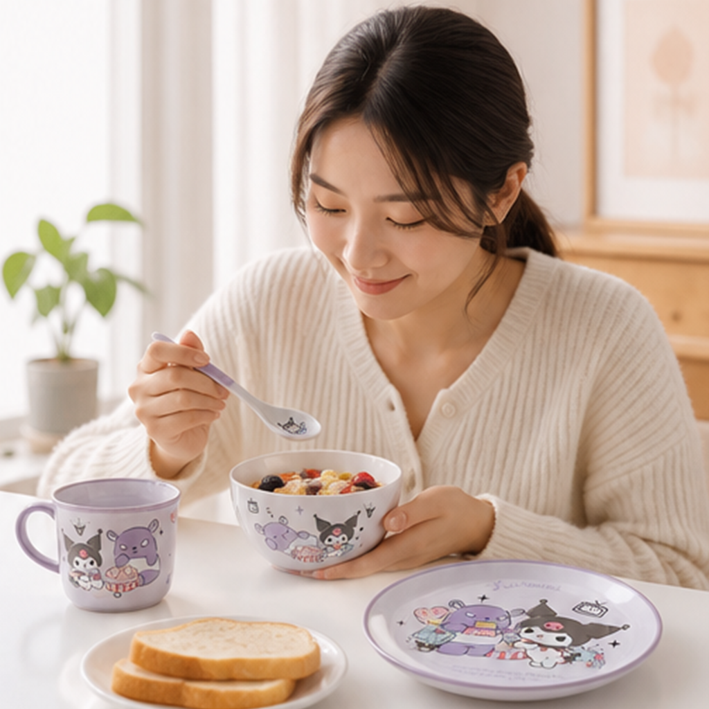 サンリオ クロミ セラミック食器 4点ギフトセット パープル