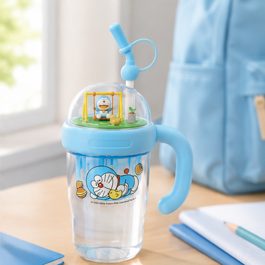 ドラえもん 1090ml ブランコ付き ストローボトル ブルー