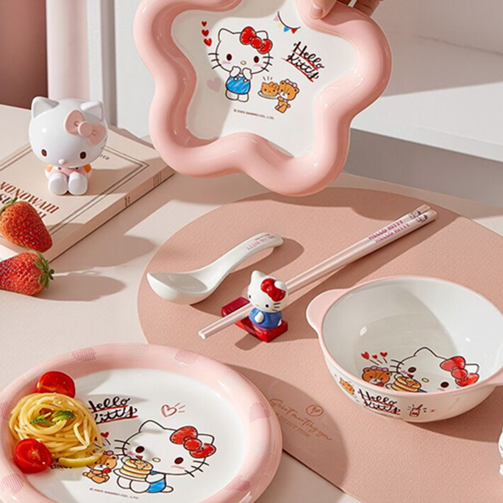 ハローキティ 約20cm セラミックプレート 2枚セット ピンク