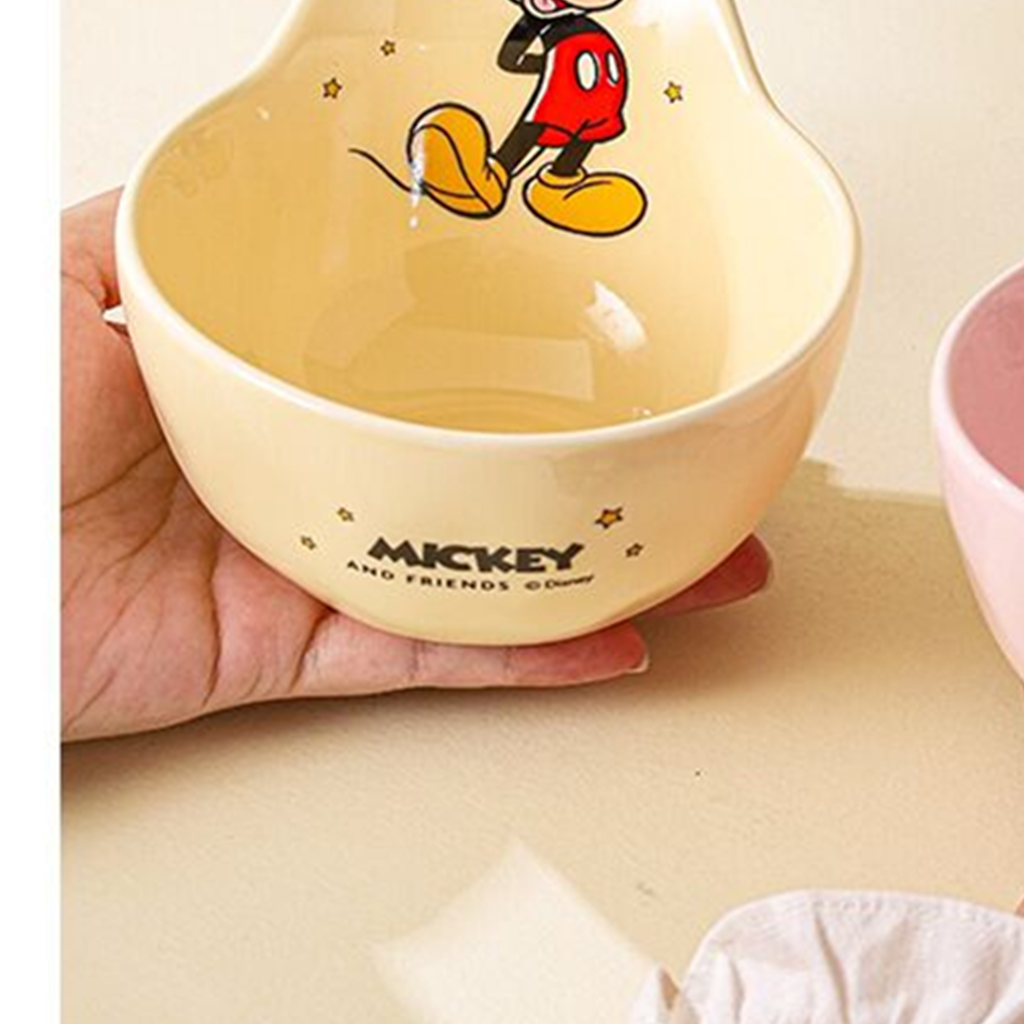 ミッキーマウス セラミックライスボウル＆スプーン 340ml イエロー