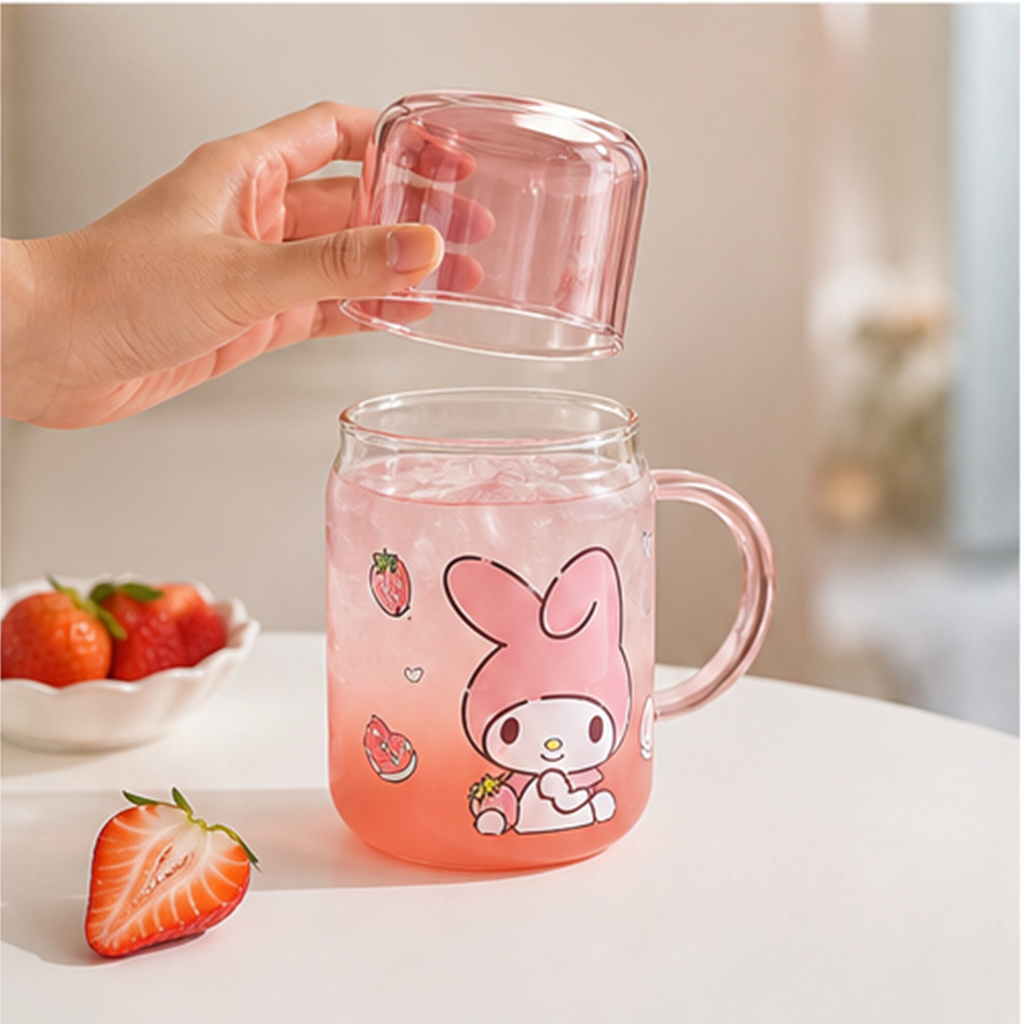 マイメロディ 800ml 耐熱ガラスピッチャー 450mlカップ付き ピンク
