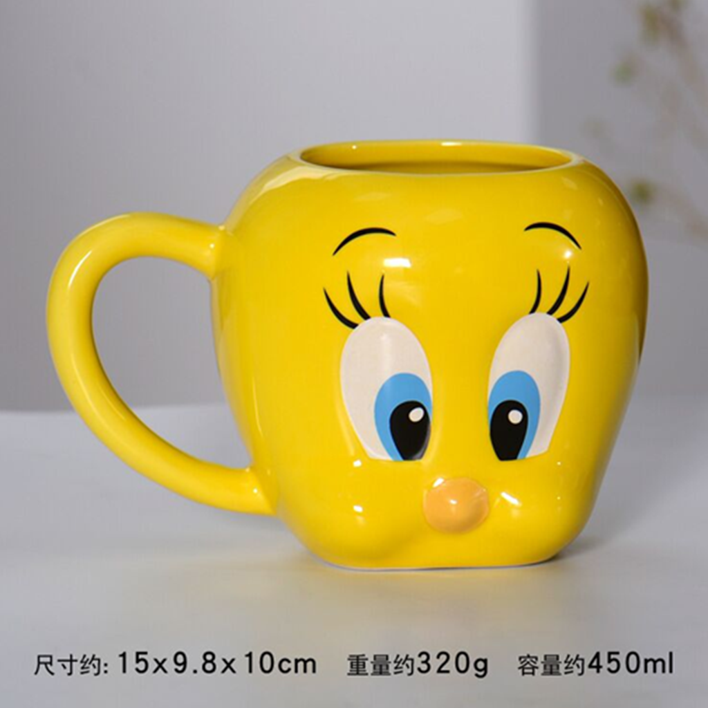 トゥイーティー 450ml フェイス型 セラミックマグ イエロー