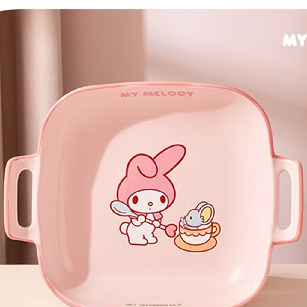 マイメロディ 両手付きセラミックベイクプレート 670ml ピンク