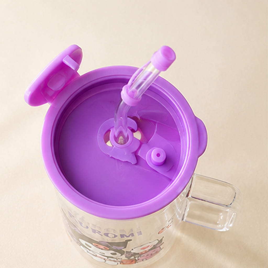 クロミ 600ml ガラスストローマグ ハンドル付き パープル