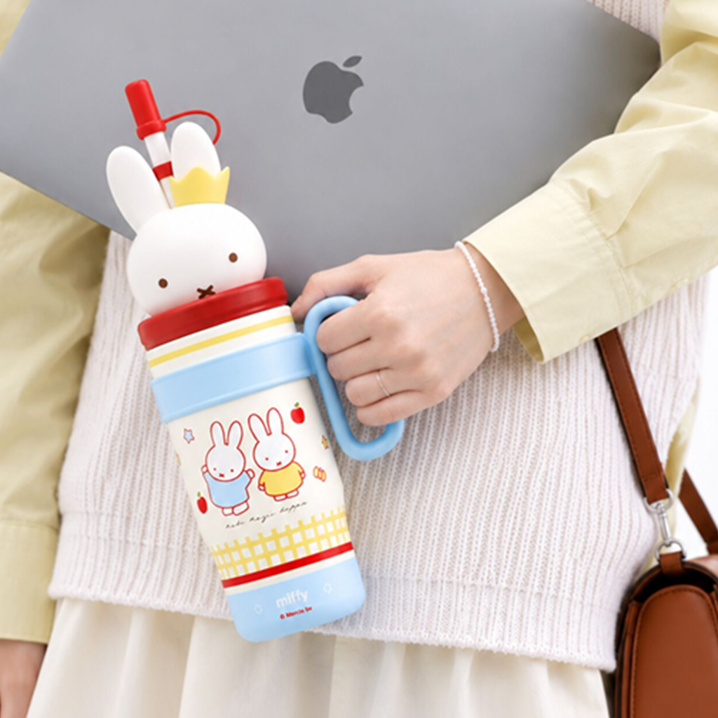 ミッフィー 3Dふた付き保温ストローカップ 800ml ブルー