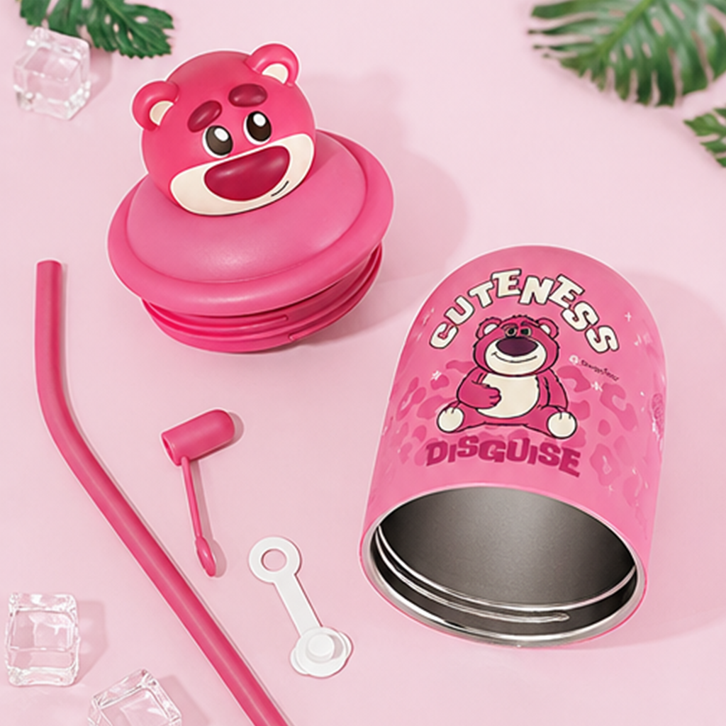ディズニー ロッツォ 380ml 316ステンレス ストロー付きキッズボトル ピンク