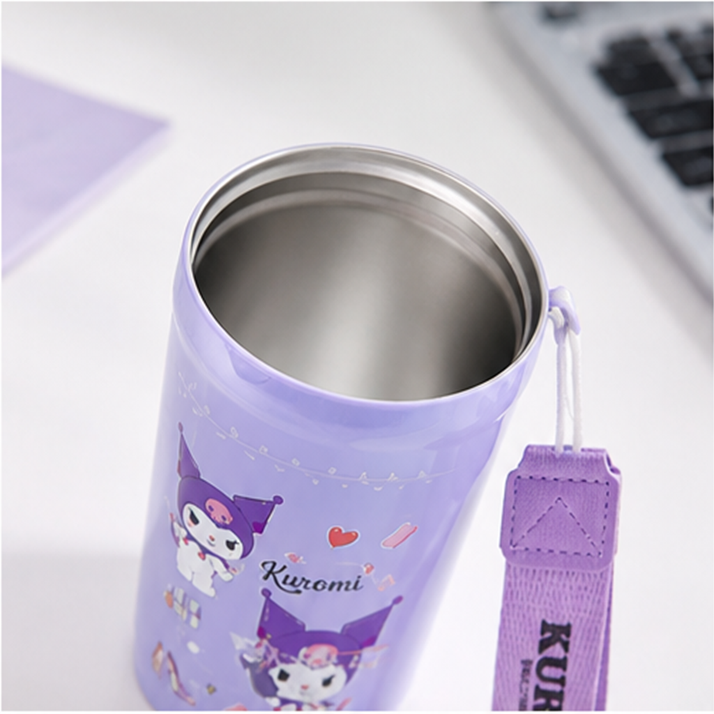 クロミ 480ml 304ステンレス 保温カップ ストラップ付き パープル