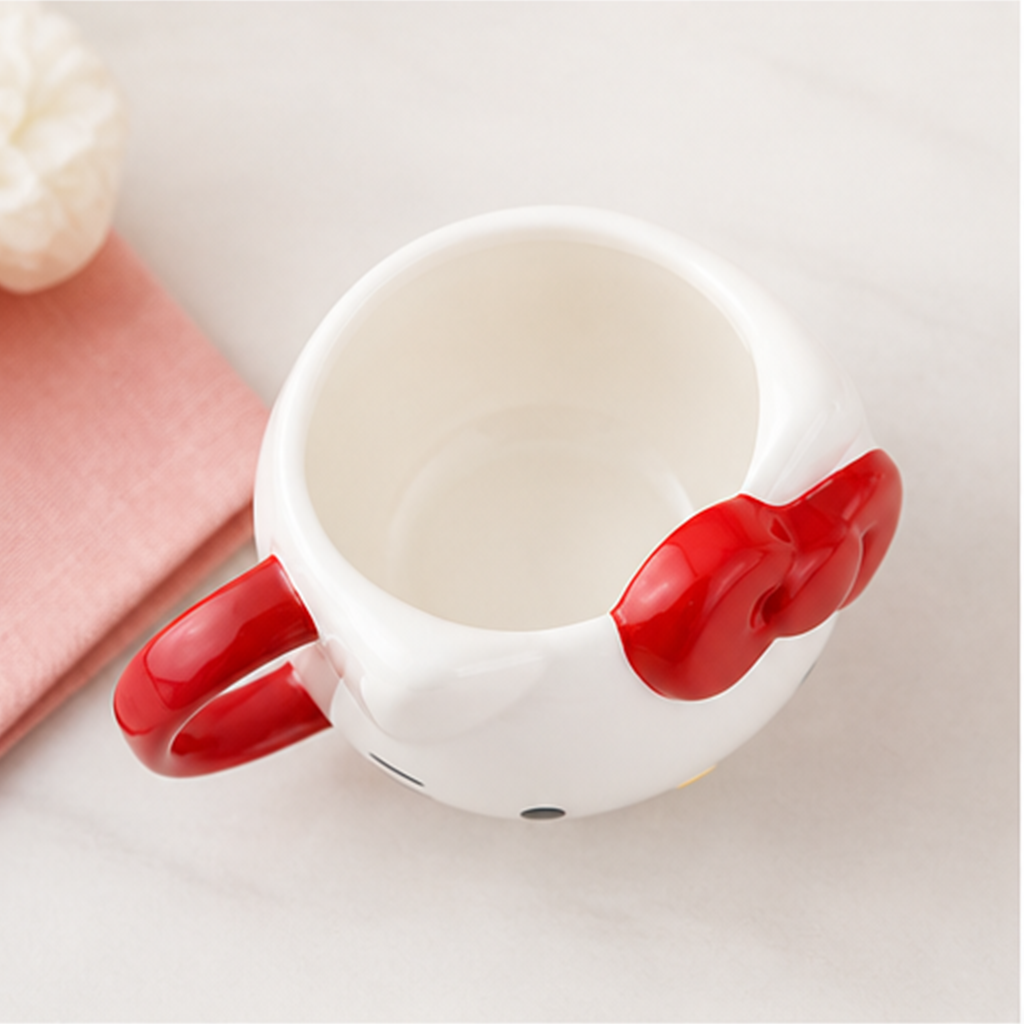ハローキティ 475ml 立体セラミックマグ レッドリボン