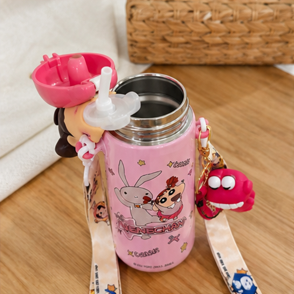 クレヨンしんちゃん ネネちゃん 480ml 316ステンレス 保温ストローボトル ピンク