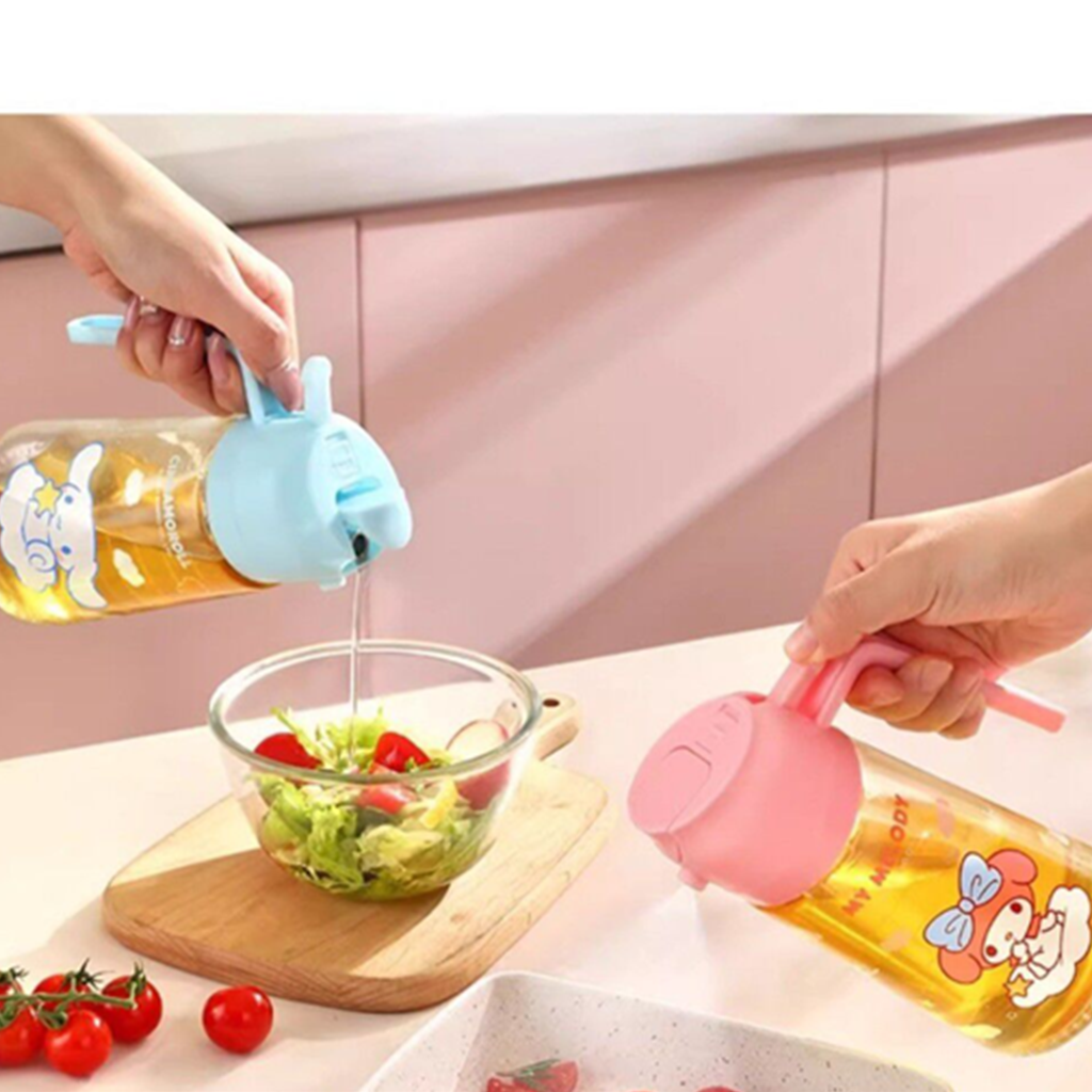 マイメロディ 470ml スプレー＆注ぎ口2WAY ガラスオイルボトル ピンク