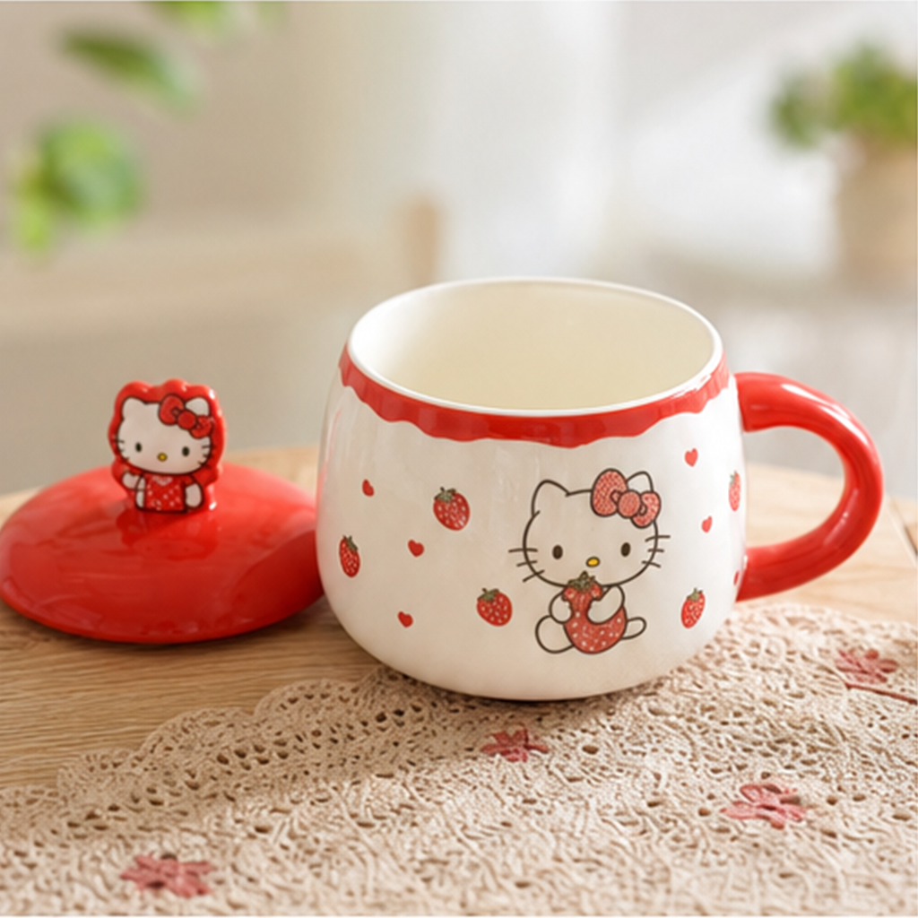 ハローキティ ふた付き陶器マグ 400ml