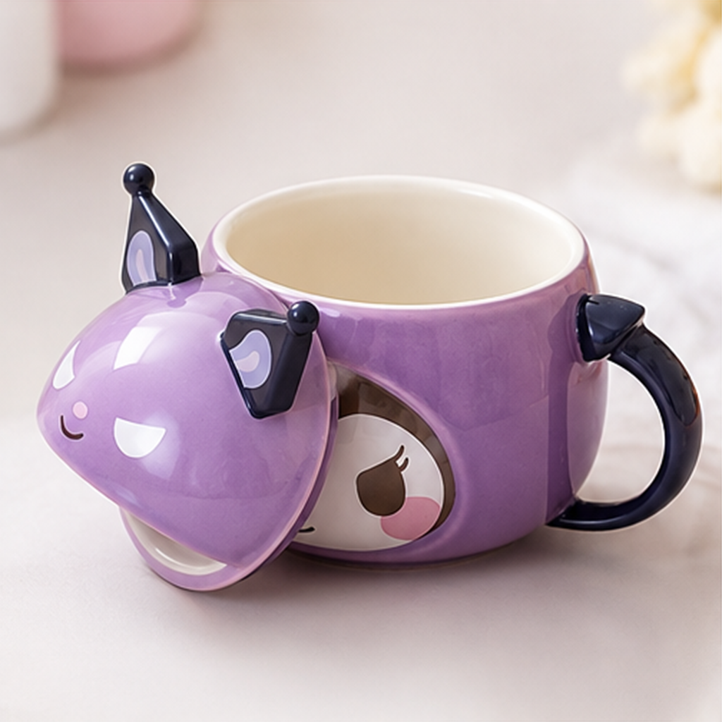 サンリオ クロミ 370ml 立体ふた付き セラミックマグ パープル