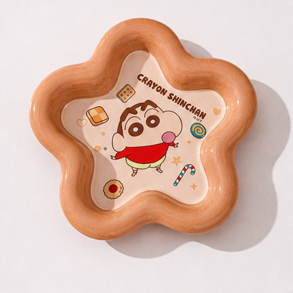 クレヨンしんちゃん 8インチ 星形セラミックプレート ブラウン