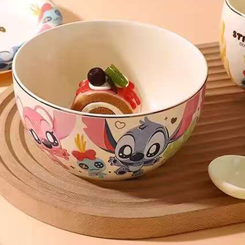 スティッチ＆エンジェル ピンク陶器ボウル