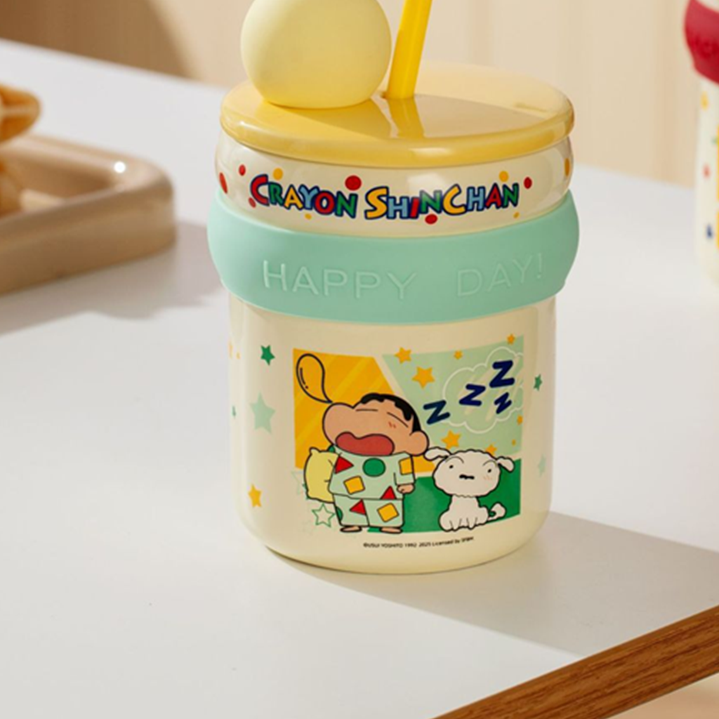 クレヨンしんちゃん ふた付き陶器ストローマグ 450ml ミント