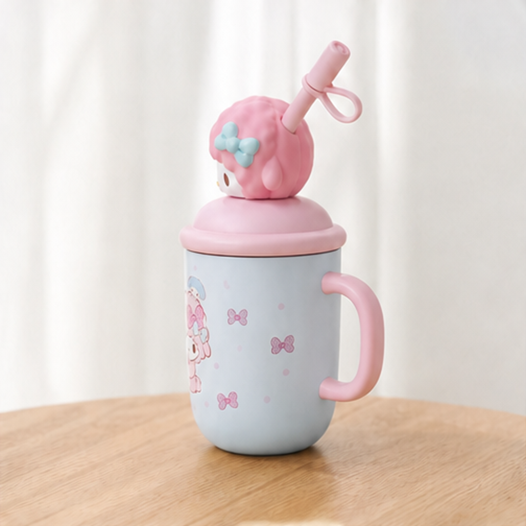 マイスウィートピアノ ストロー付き キッズ保温ボトル ピンク