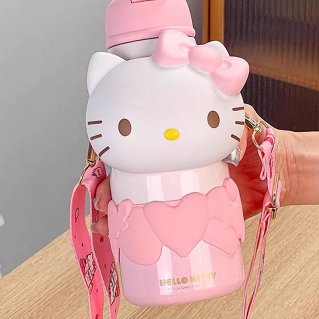 サンリオ ハローキティ 650ml ビッグフェイス ストローボトル ピンク