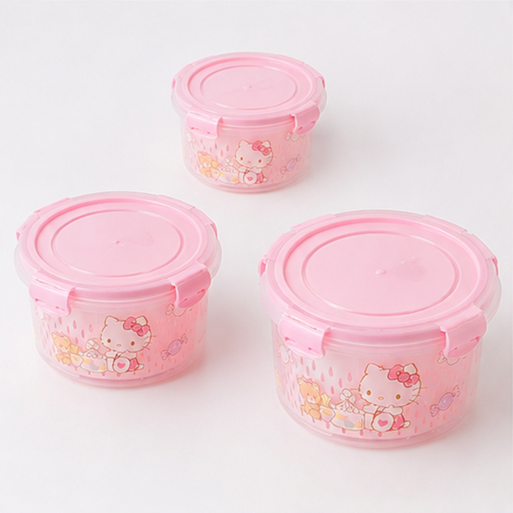 サンリオ ハローキティ 密封フードコンテナ ピンク 3個セット