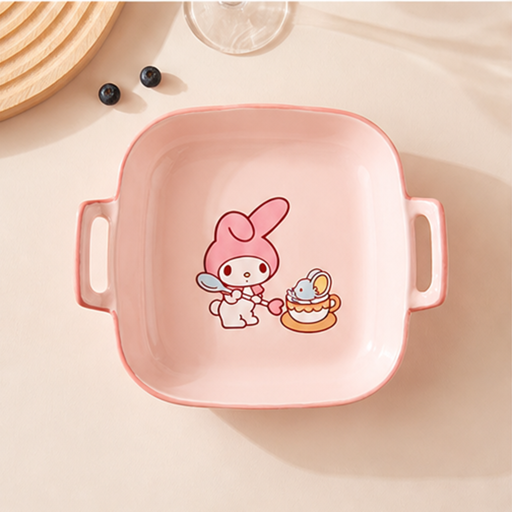 サンリオ マイメロディ 9インチ 両手付きセラミックベーキングディッシュ ピンク