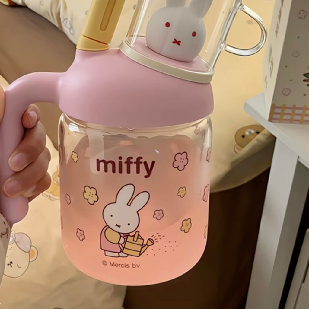 ミッフィー 2WAYガラスストローボトル 750ml ピンク