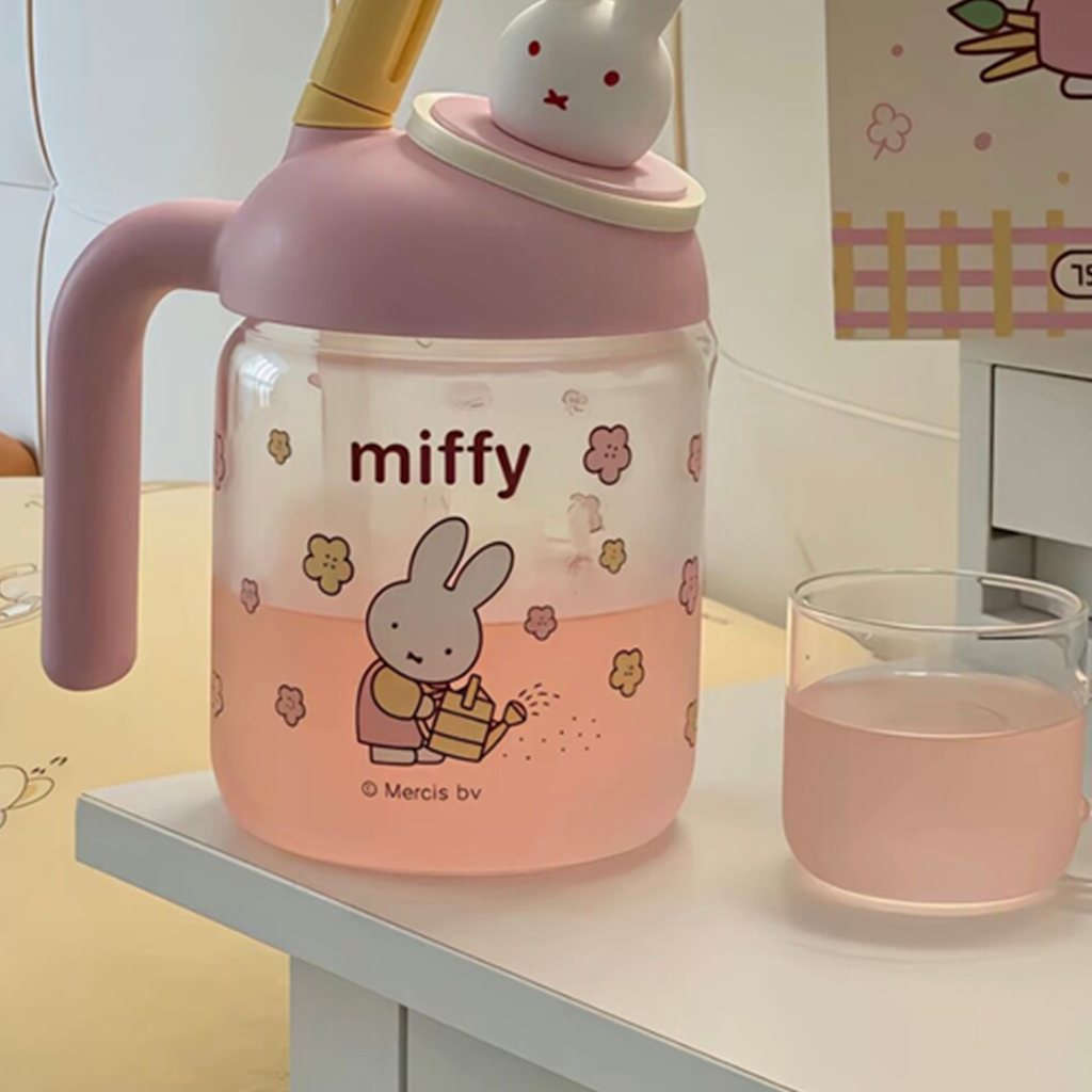 ミッフィー 2WAYガラスストローボトル 750ml ピンク